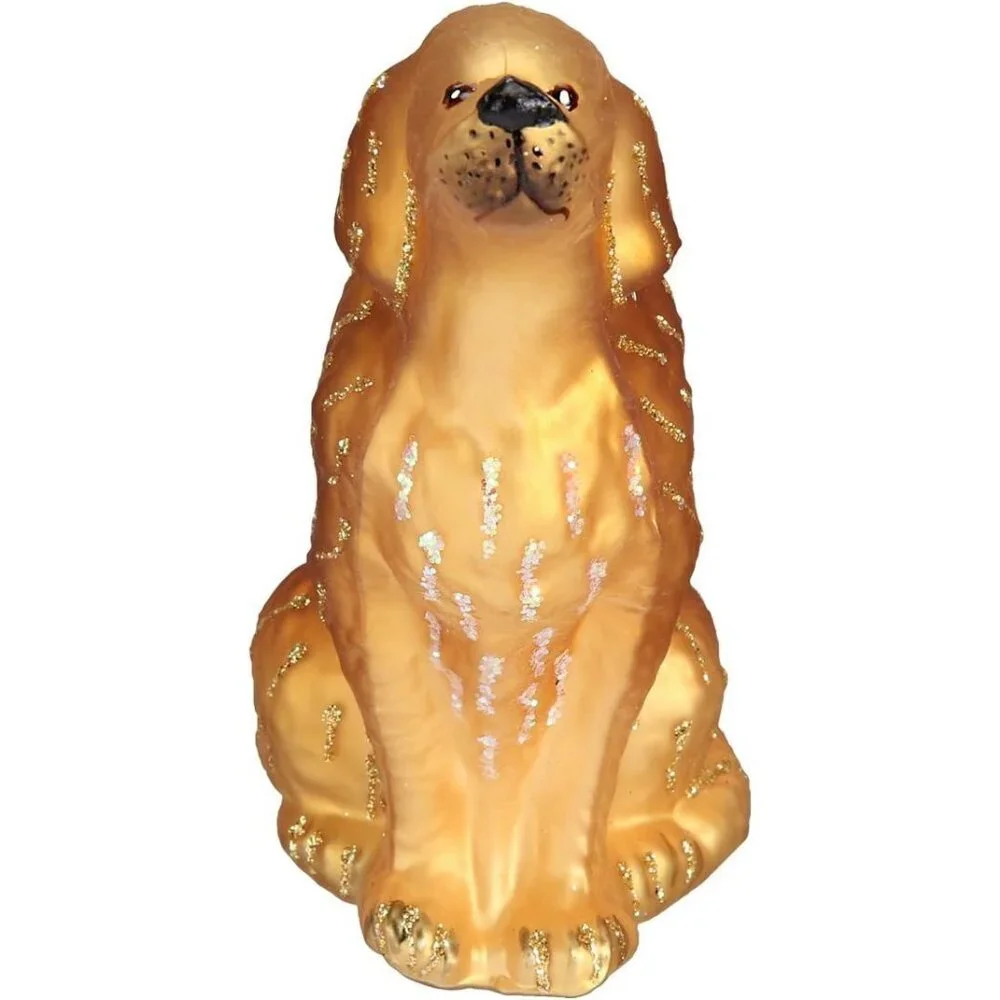 Christmas Sitting Golden Glass Blown Ornament for Christmas Tree